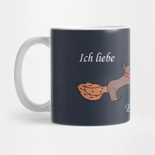 I love squirrels (German) Black Mug